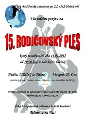 Rodičovské združenie pri ZŠ s MŠ Olešná 464 pozýva na 15. rodičovský ples