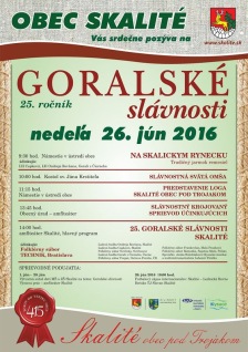 Pozvánka na 25. ročník GORALSKÝCH SLÁVNOSTÍ V SKALITOM 
