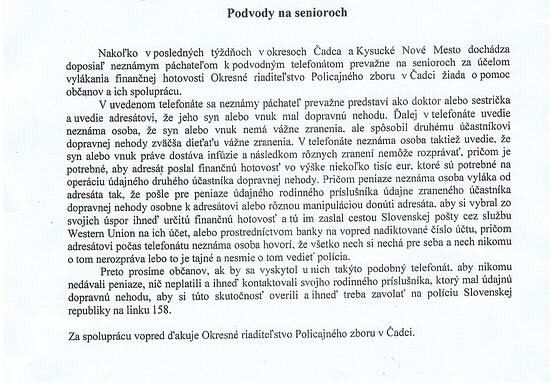 Podvody na senioroch