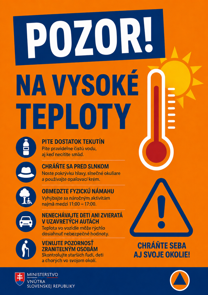pozor na vysoké teploty plagát SKR