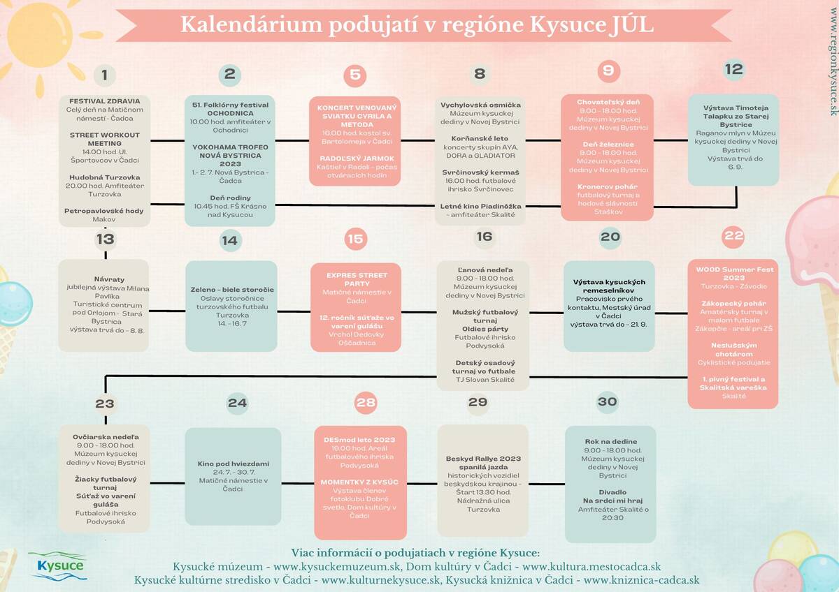 Kalendár Kysuce júl 2023 